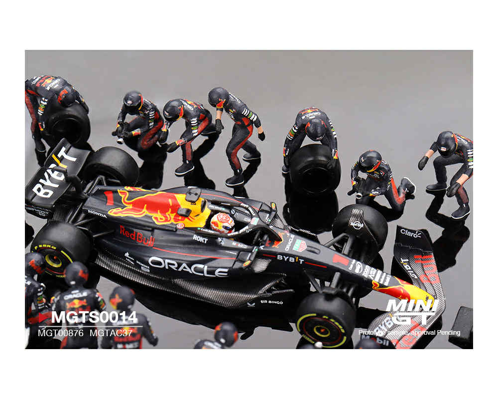 (Pre-order) Mini GT Oracle Red Bull Racing RB19 #1 Max Verstappen 2023 F1 Japanese Grand Prix Pit Crew Set Limited Edition