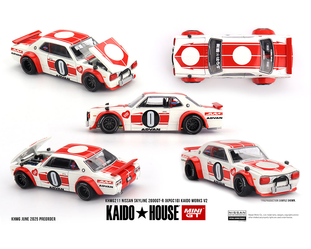 (Preorder) Kaido House x Mini GT 1:64 Nissan Skyline 2000GT-R (KPGC10) Kaido Works V2 – White