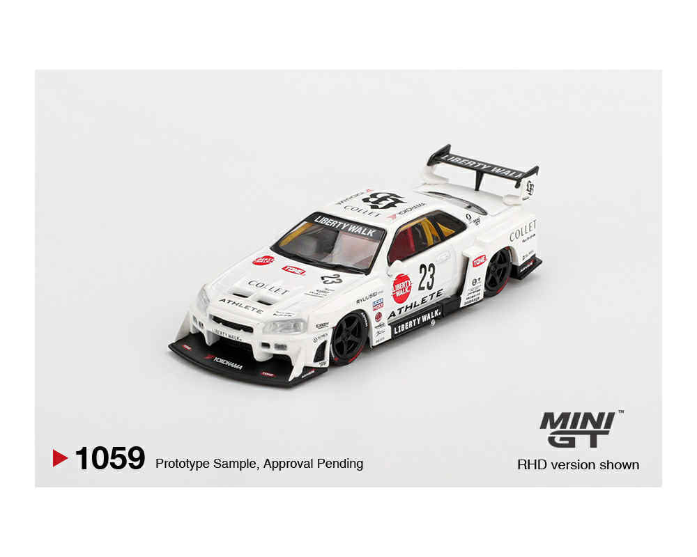 (Pre-order) Mini GT Nissan LB-ER34 Super Silhouette ATHLETE/COLLET – White