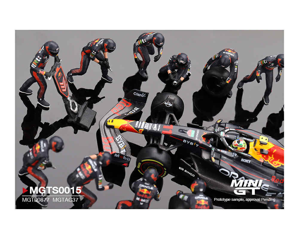 (Pre-order) Mini GT Oracle Red Bull Racing RB19 #11 Sergio Pérez 2023 F1 Japanese Grand Prix Pit Crew Set Limited Edition