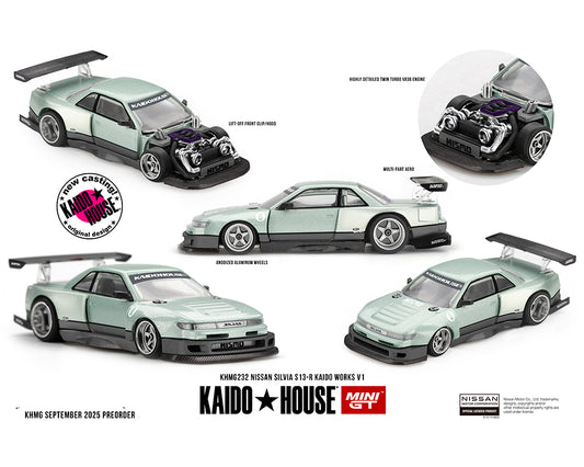 (Preorder) Kaido House x Mini GT Nissan Silvia S13-R KAIDO WORKS V1 - Sea Foam Green