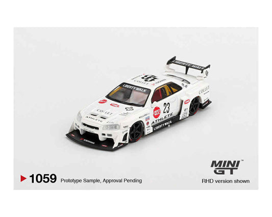 (Pre-order) Mini GT Nissan LB-ER34 Super Silhouette ATHLETE/COLLET – White