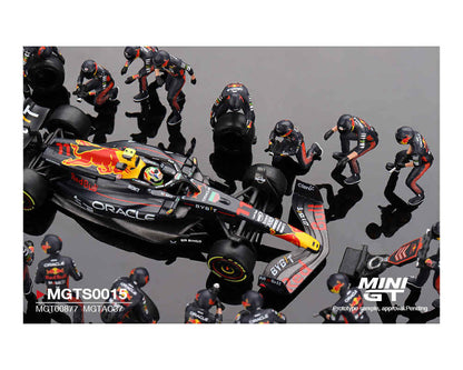 (Pre-order) Mini GT Oracle Red Bull Racing RB19 #11 Sergio Pérez 2023 F1 Japanese Grand Prix Pit Crew Set Limited Edition