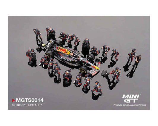(Pre-order) Mini GT Oracle Red Bull Racing RB19 #1 Max Verstappen 2023 F1 Japanese Grand Prix Pit Crew Set Limited Edition