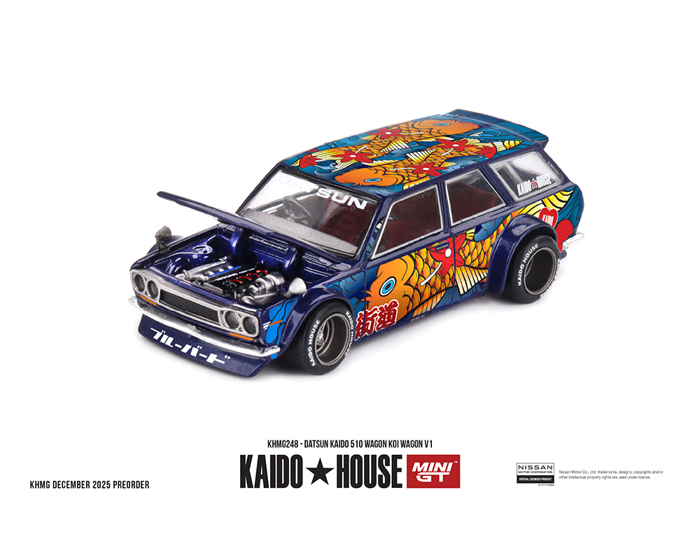(Preorder) Kaido House x Mini GT Datsun KAIDO 510 Wagon Koi Wagon V1- Blue